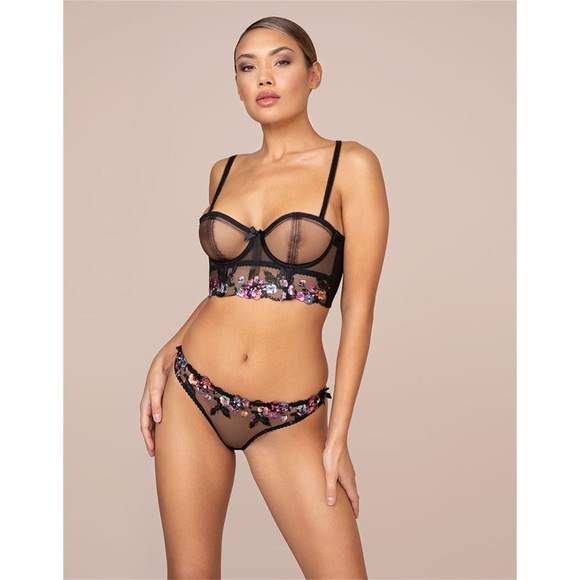 NWT Agent Provocateur Ivey Sheer Black Mesh Longline Bra 32d / 32c / 32dd / 30d - Picture 2 of 9